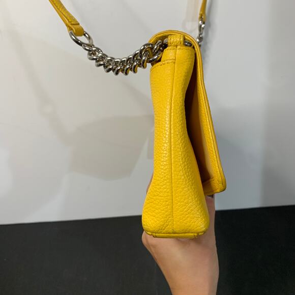Coach Purse Small Crosstown Crossbody Bag in Yellow With Chain Detail & Turnlock - Picture 11 of 15